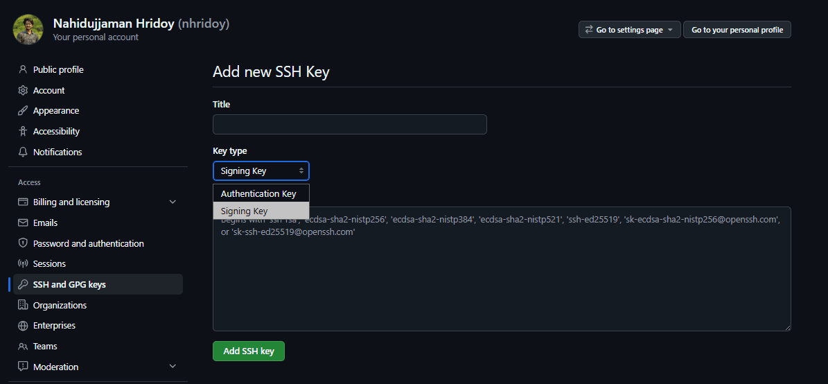 GitHub Add SSH Key